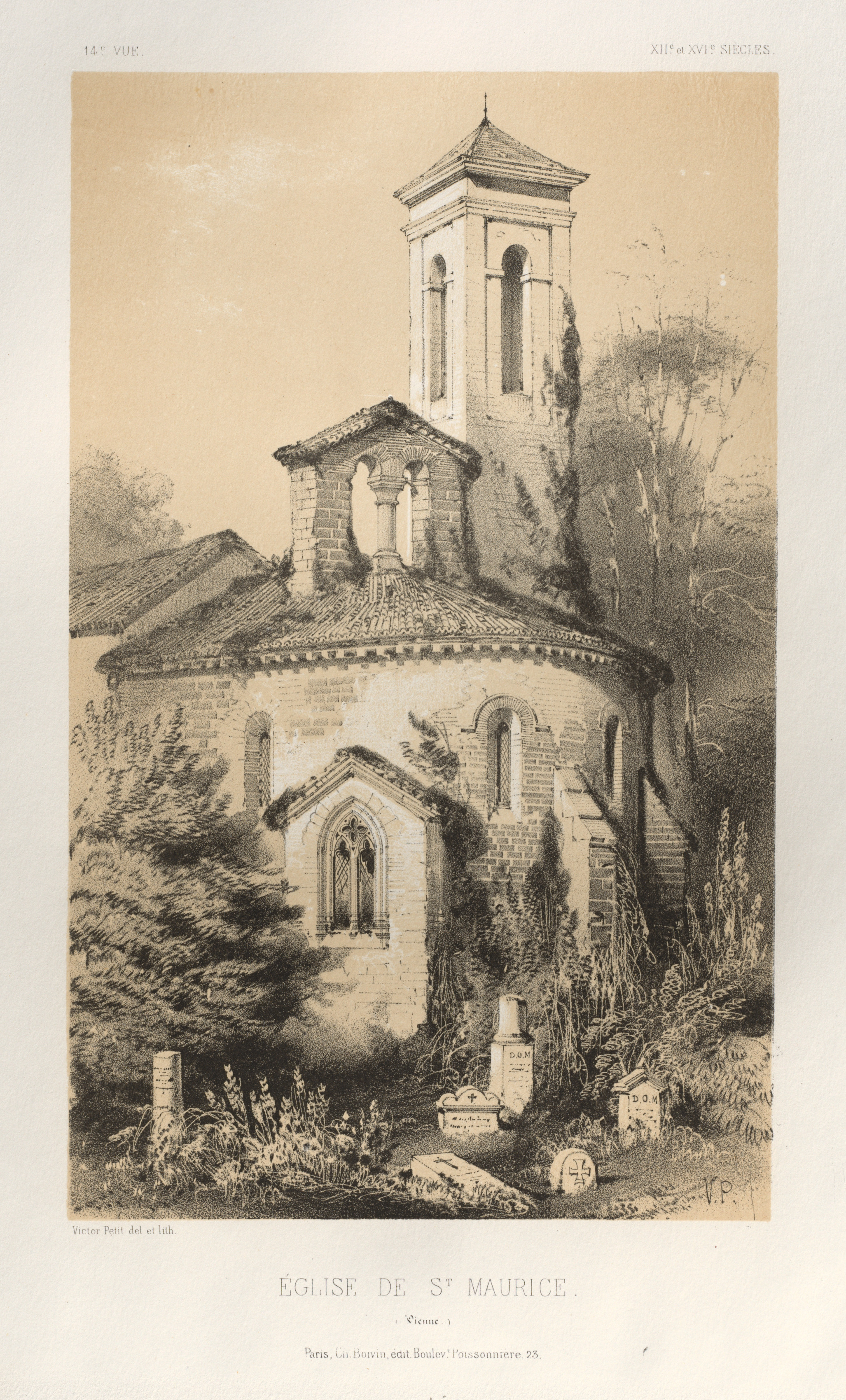 Victor Petit, Architecture Pittoresque ou Monuments des xveme. Et xvieme. Siecles: Chateaux De France des XV et XVI Siecles: Pl.14, Eglise de St. Maurice (Vienne)