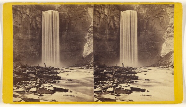 Edward and Henry T. Anthony & Co., Scenery of Ithaca and Vicinity, N.Y. Taughannock Fall, 215 feet high. View from the lower Ravine at Sunrise.