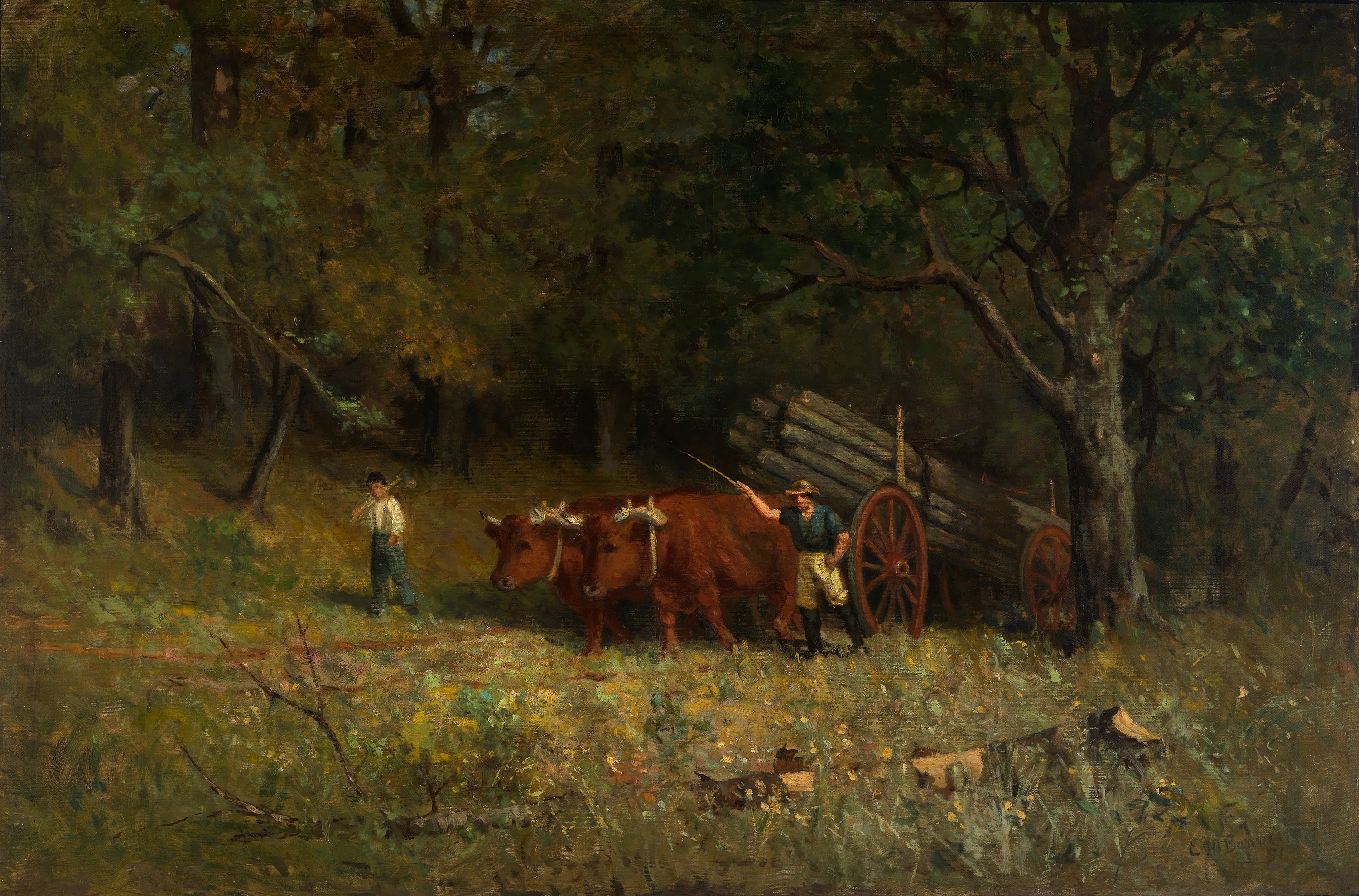 Edward Mitchell Bannister, Untitled (boy and man with oxen)