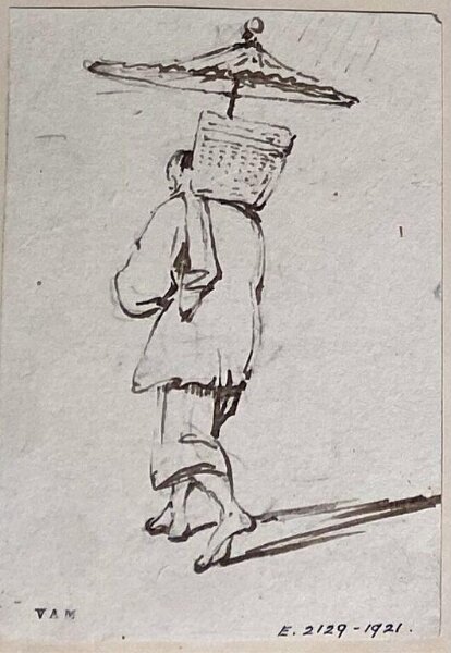 George Chinnery, Study of a Chinese man with parasol and basket