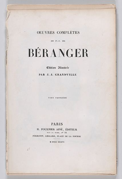 Anonymous, French, 19th century, The Complete Works of Béranger