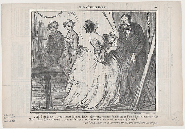 Honoré Daumier, Ah! madame,... vous venez de nous jouer Marivaux comme jamais on ne l'avait joué..., from "Les Comediens de Société"