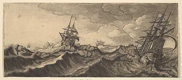 Wenceslaus Hollar, Warship in the Trough of a Wave
