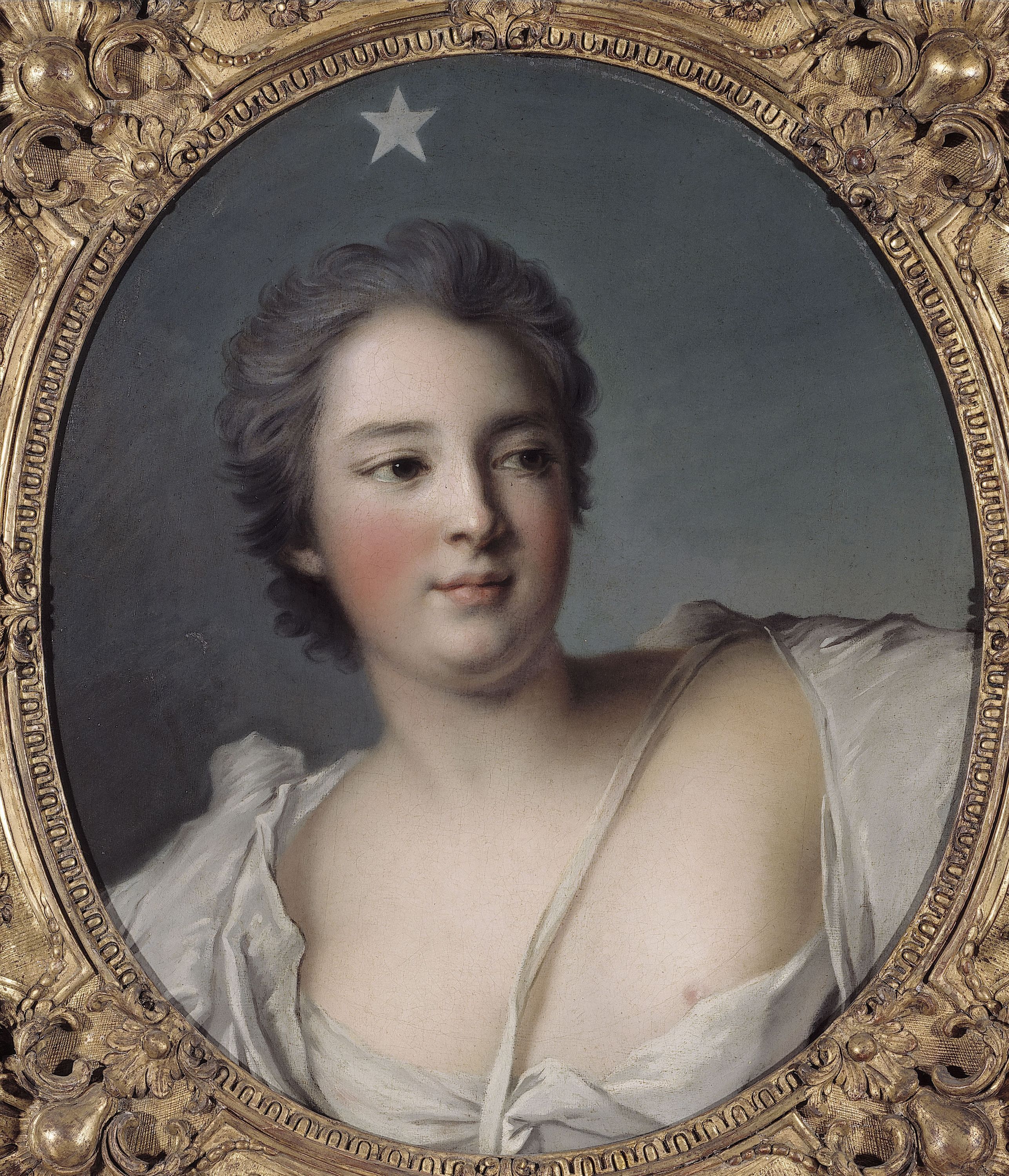 Ecole française, Portrait d'Anne-Marie de Mailly-Nesle, marquise de La Tournelle, plus tard duchesse de Châteauroux, en Point du jour