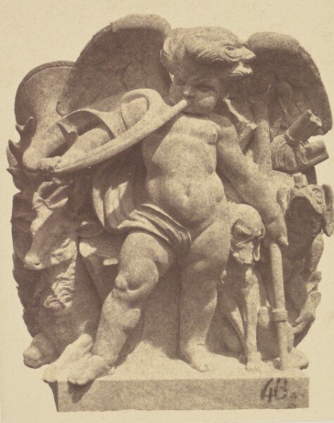 Édouard Baldus, ["La Chasse", Sculpture by Charles Auguste Lebourg, Decoration of the Louvre, Paris]